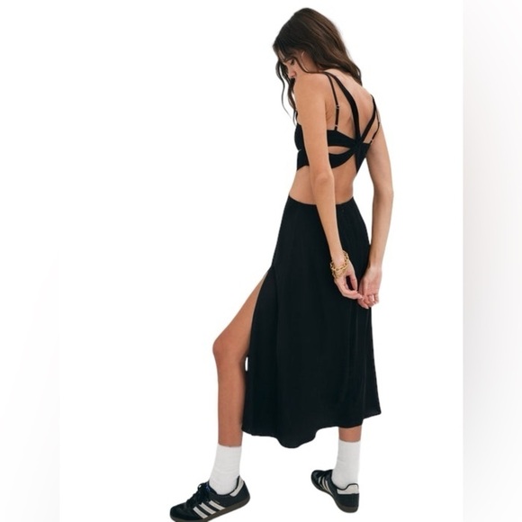 For Love & Lemons Black Satin Yori Midi Dress US M - Picture 10 of 10